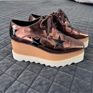 Stella McCartney Elyse Shoes Womens 5 35 Star Platform Bronze Metallic